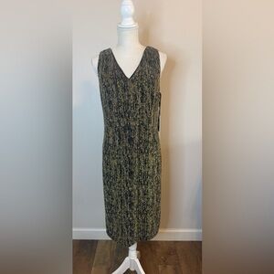 Calvin Klein NWT Metallic Gold Glitter V-Neck Sheath Dress Sz 12
